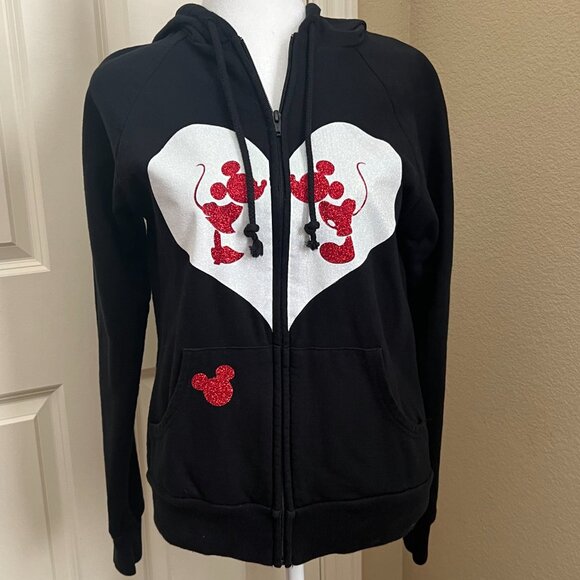 Bella Canvas | Mickey & Minnie Mouse Heart Shaped Hoodie Size M - Picture 3 of 8